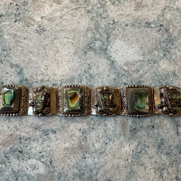 Taxco Jewelry - Mexican Taxco Abalone Bracelet- Vintage 1940s